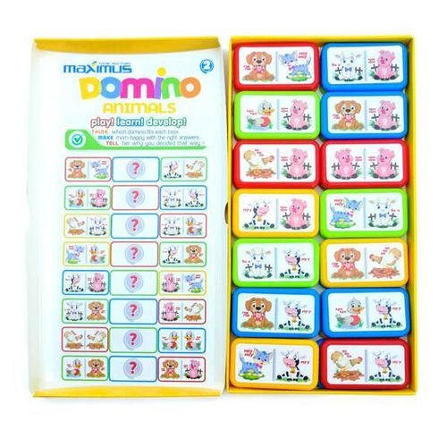 cumpără Joc educativ de masă Maximus MX5489 Joc de masă Domino multicolor cu animale, 28 dominouri în Chișinău 