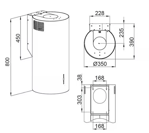 купить Вытяжка Backer Nona ELB W8035 Satin 35 cm в Кишинёве 
