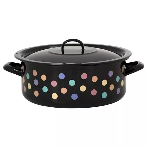 cumpără Cratiță Promstore 54145 Cratita emailata Buline colorate 20cm, 2.8l, capac din metal în Chișinău 