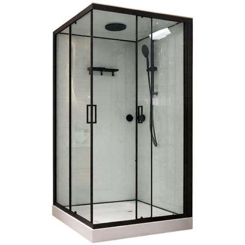 cumpără Cabină de duș Linia H2O Victoria Plus 900x900x215, 5 мм, квадратная, черный-мат în Chișinău 