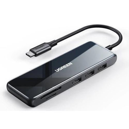 cumpără Adaptor de rețea USB Ugreen 80129 HUB 6in1 Type-C 3.0 to 4*USB-A 3.0, SD/TF, up to 5Gbps CM314, Space în Chișinău 