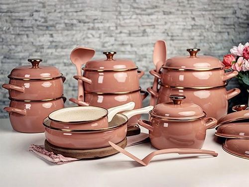 cumpără Cratiță Metalac 57056 Cratita emailata Mocha Mousse 18cm, 2.5L, capac din metal în Chișinău 