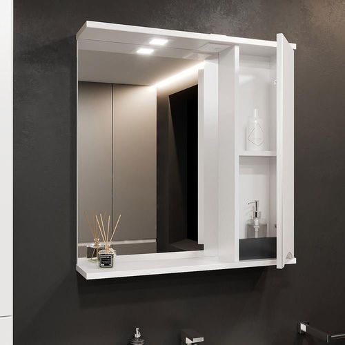 купить Зеркало для ванной Bayro Elara 750x750 правый белый мат в Кишинёве 