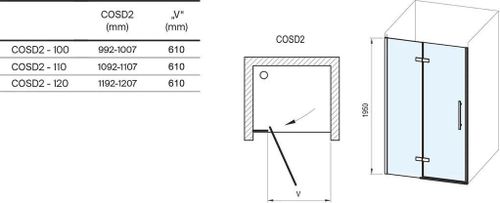 cumpără Paravan de duș Ravak Shower door Cool! 110x195 Black transparent COSD2-110 (X0VVDC300Z1) în Chișinău 