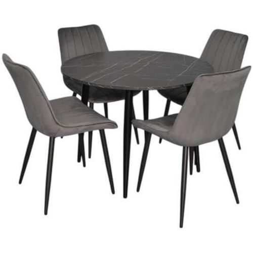 купить Комплект стол и стулья Evelin di Costacurta cтол DT-402-6B + 4 стула YTC-055B Bluvel-14 (Dark grey) в Кишинёве 