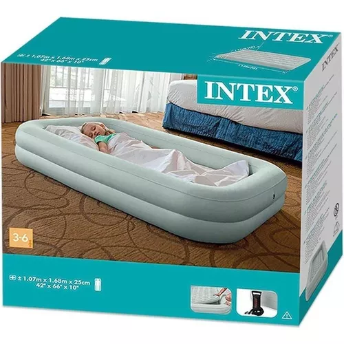 cumpără Saltea gonflabilă Intex (66810) Kidz Travel cu margini laterale, 168x107x25cm, 3-6ani, Verde în Chișinău 