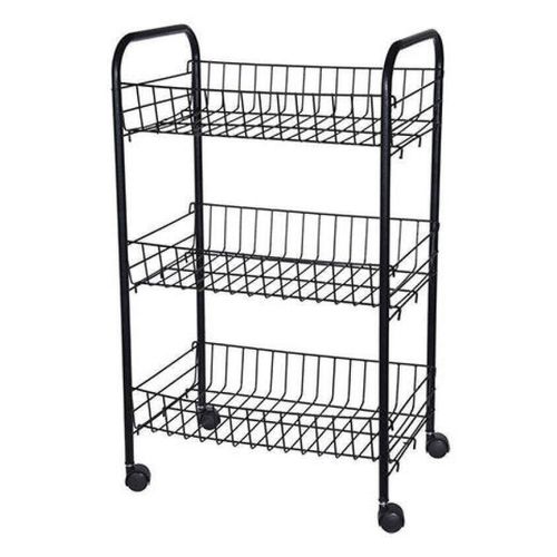 купить Этажерка Excellent Houseware 48409 3 niveluri 40x26x62 cm, cu roti, negru в Кишинёве 