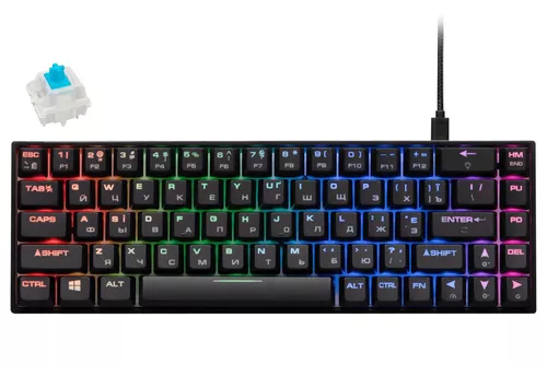 купить Клавиатура 2E 2E-KG370UBK-BL KG370 RGB 68key Gateron Blue Switch USB Black UKR в Кишинёве 