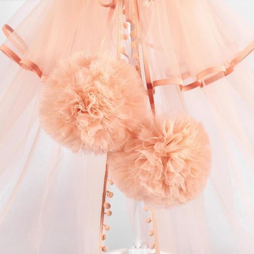 купить Кроватка PernaMea Baldachin Premium Pompom Pudra (PM.101301/2) в Кишинёве 
