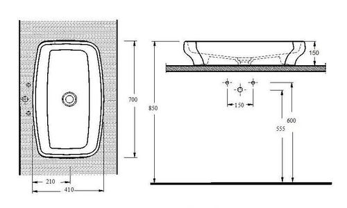 cumpără Lavoar Ege Vitrifye Arna 70 (46701) în Chișinău 