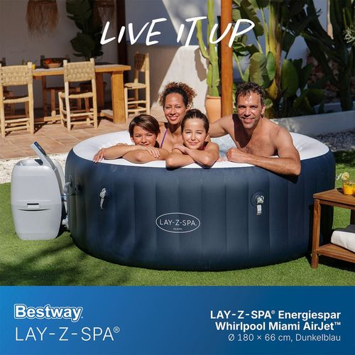 cumpără Piscină cu jacuzzi Bestway 6001C Lay-Z-Spa Miami EnergySense AirJet 4 Dark Blue Round 180x66cm în Chișinău 