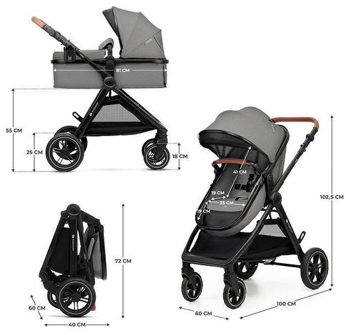 cumpără Сărucior pentru copii KinderKraft Esme 2in1 Moonlight Grey (KSESME00GRY2000) în Chișinău 