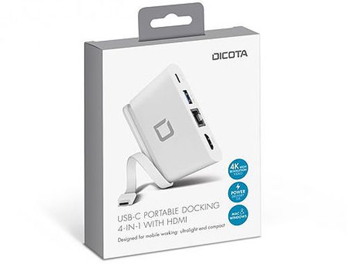 купить Dicota D31730 USB-C Portable Docking 4-in-1 with HDMI 4K, USB-C, USB-A, LAN RJ45 в Кишинёве 