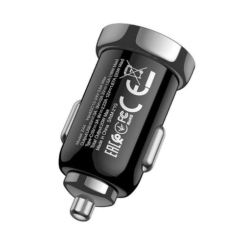 купить Зарядное устройство Hoco Z44 Leading PD20W+QC3.0 car charger, Output 1xType-C & 1xUSB, black 757241 в Кишинёве 