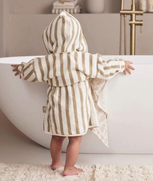 купить Детская одежда Jollein 060-808-67058 Halatel de baie Stripe Terry Olive Green GOTS (1-2 ani) в Кишинёве 