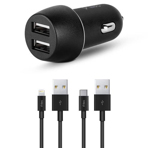 cumpără Încărcător pentru automobil ttec 2CKS21DS Duo 2*USB-A 3.1A with Lightning and Type-C Cable, Black în Chișinău 