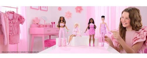 cumpără Păpușă Barbie JJN71 Fashionistă în rochie din denim roz cu imprimeu stelat în Chișinău 