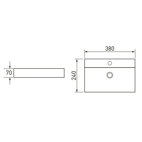 Lavoar VOLLE 38 * 24 * 7cm dreptunghiular cu orificiu pentru robinet 