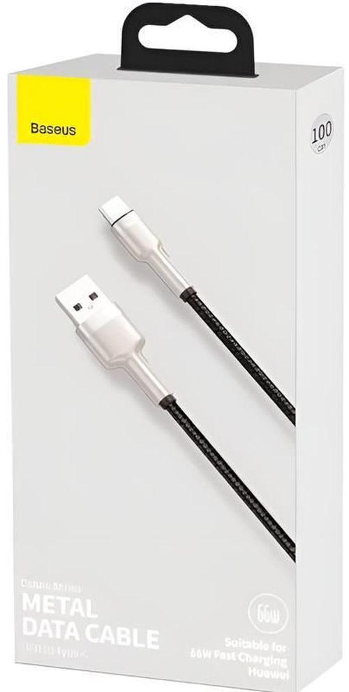 купить Кабель для моб. устройства Baseus CAKF000101 USB-A to Type-C 66W, 3A, 1m, Metal, Cafule Series, Black в Кишинёве 