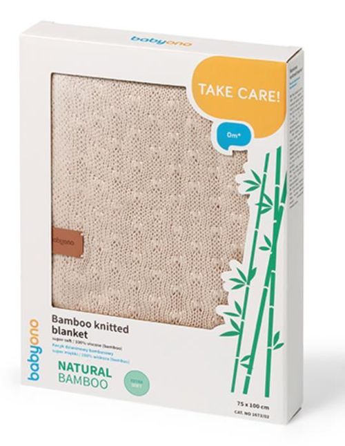 купить Комплект подушек и одеял BabyOno 1673/02 Patura de bambus tricotata /bej/ в Кишинёве 