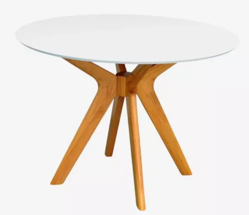 купить Комплект стол и стулья Evelin di Costacurta стол Raffles Round White Bella beech + 4 стула XR-154Wo Light beige8 в Кишинёве 