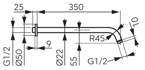 cumpără Baterie de duș Ferro RN350 350 mm Brat pentru palarie dus în Chișinău 