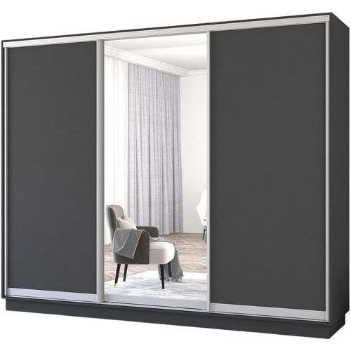 cumpără Dulap Mobildor-Lux Fox uși glisante din oglindă și PAL (290x60x230H cm) Anthracite în Chișinău 