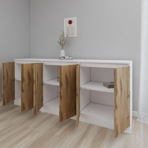 cumpără Comodă Smartex (16480) Т8 180cm Alb+Stejar inchis în Chișinău 