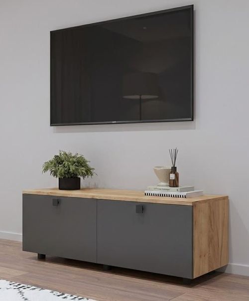 купить Тумба напольная для TV Mobildor-Lux ZEN (120x35x38H cm) Sonoma/Anthracite в Кишинёве 