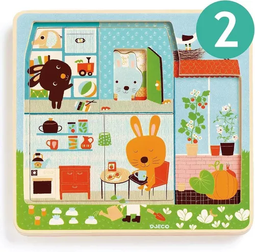 cumpără Puzzle Djeco DJ01480 Puzzle din lemn in 3 nivele Cabana Iepurasului în Chișinău 