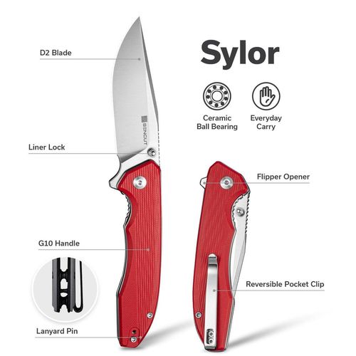 купить Нож походный Sencut S25056-3 Sylor, G10 roșu, Liner Lock в Кишинёве 