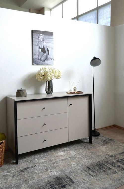 купить Комод Fabrik Home Clay 3 ящика + 1 дверь (c подсветкой) Серая мышка в Кишинёве 