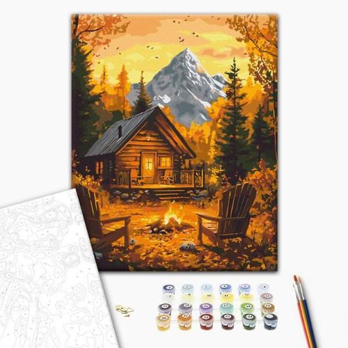 cumpără Tablou pe numere BrushMe BS54169 40x50cm (în cutie) Căldura toamnei în cămin în Chișinău 