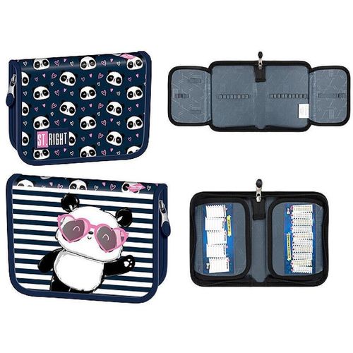 купить Школьный пенал St.RIGHT 52883 Penar 21x14x3.5cm Love Panda textil cu 2 buzunare в Кишинёве 