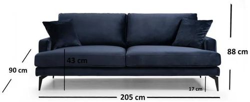 cumpără Canapea Trendy Papira Bleumarin, 90x88x205cm (3 locuri) în Chișinău 