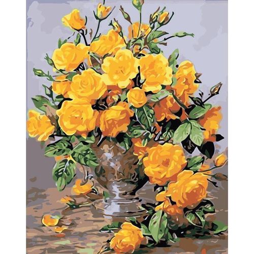cumpără Tablou pe numere Richi (03819) Trandafiri galbeni într-o vază 40x50 în Chișinău 