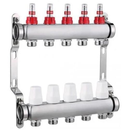 cumpără Set distribuitor Hydro S Colector complet din Inox, 5 căi, cu debitmetru, 1"x3/4"x16 (0711371) în Chișinău 