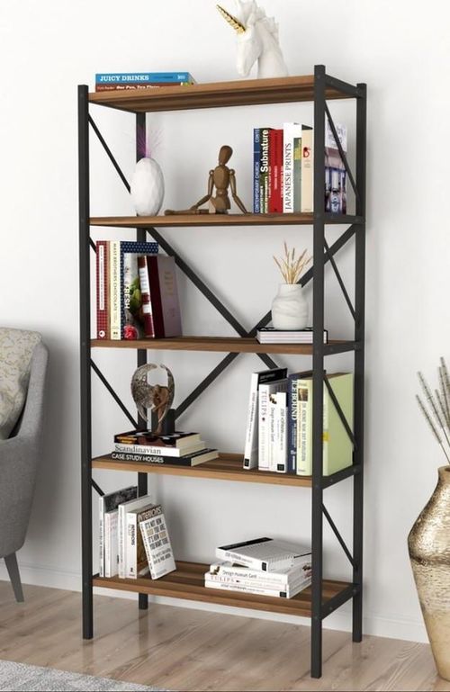 cumpără Raft de birou Fabulous Shelves Metal 5 sectiuni (Walnut/Black) în Chișinău 