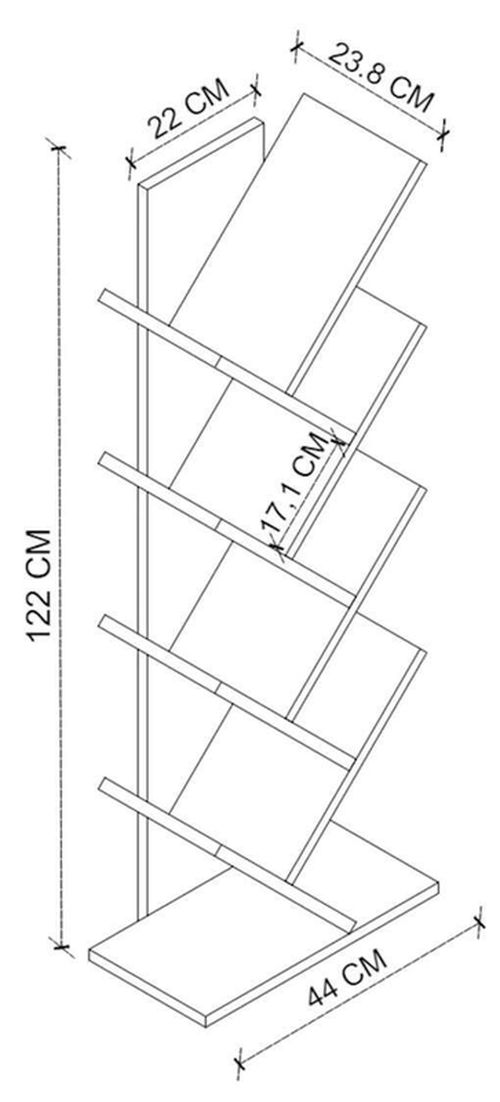 купить Офисный стеллаж Nex Home Дерево, 44x23.8x122 см, белое (15-11-01) в Кишинёве 