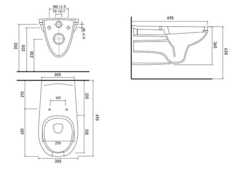 купить Унитаз Uniplast 68150 suspendat cu capac pentru persoane cu dizabilitati 60cm EGE VITRIFIYE в Кишинёве 