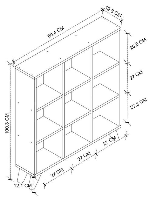 купить Офисный стеллаж Nex Home Квадрат, 88x19.7x100 см, Белый (15-08-01) в Кишинёве 