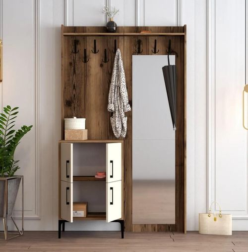 купить Мебель для прихожей Trendy Berlin BC, Nuc, Crem 120x200x35cm (GTR001352) в Кишинёве 