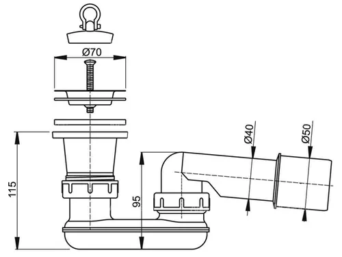 cumpără Sifon pentru cădițe de duș Alcaplast A461-50 70" 40 în Chișinău 