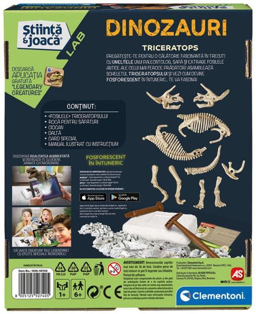 купить Игрушка As Kids 1026-50740 Descopera Dinozaurul Triceratops в Кишинёве 