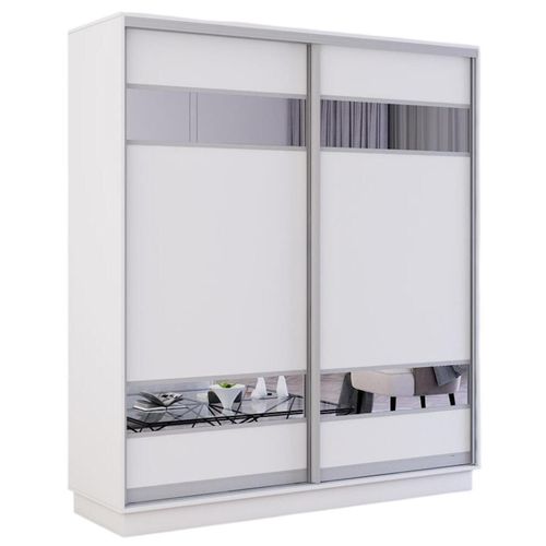 cumpără Dulap Mobildor-Lux Fox uși glisante din PAL cu elemente din oglindă (180x60x220H cm) Alb în Chișinău 