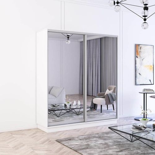 купить Шкаф Mobildor-Lux Fox uși glisante din oglinzi (180x60x220H cm) Alb в Кишинёве 