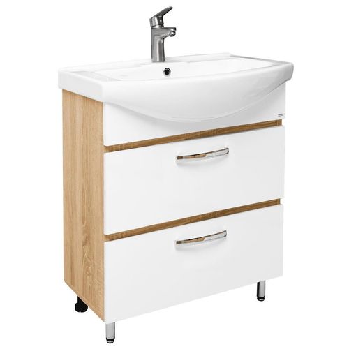 cumpără Dulap pentru lavoar Mashtab 11334 Agat cu 2 sertare 75cm Alb-Sanoma în Chișinău 