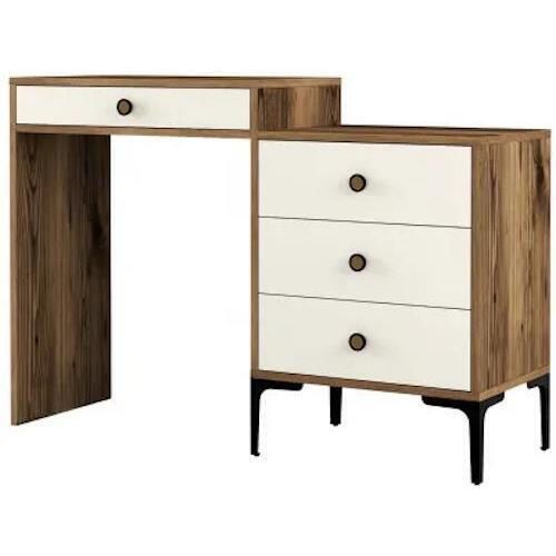 cumpără Măsuţa de toaletă Trendy Lizbon 554, Nuc, Crem, 124x84x40cm (masa de machiaj) (GTR001463) în Chișinău 