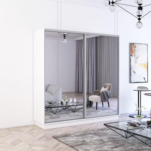 cumpără Dulap Mobildor-Lux Fox uși glisante din oglinzi (230x60x220H cm) Alb în Chișinău 