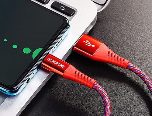 купить Borofone cable BU13 Craft Type-C 5A fast charging data cable Red, 1.2m, nylon, 716941 в Кишинёве 